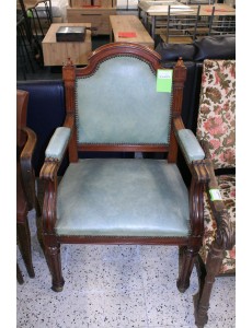 FAUTEUIL BOIS ET SIMILI VERT 